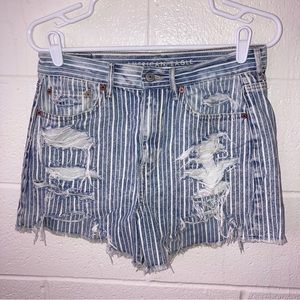 AE Distressed Striped Shorts